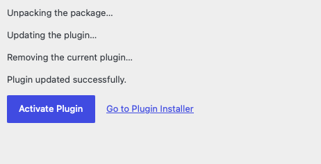 Plugin updated successfully with Activate Plugin button Plugin updated successfully with Activate Plugin button