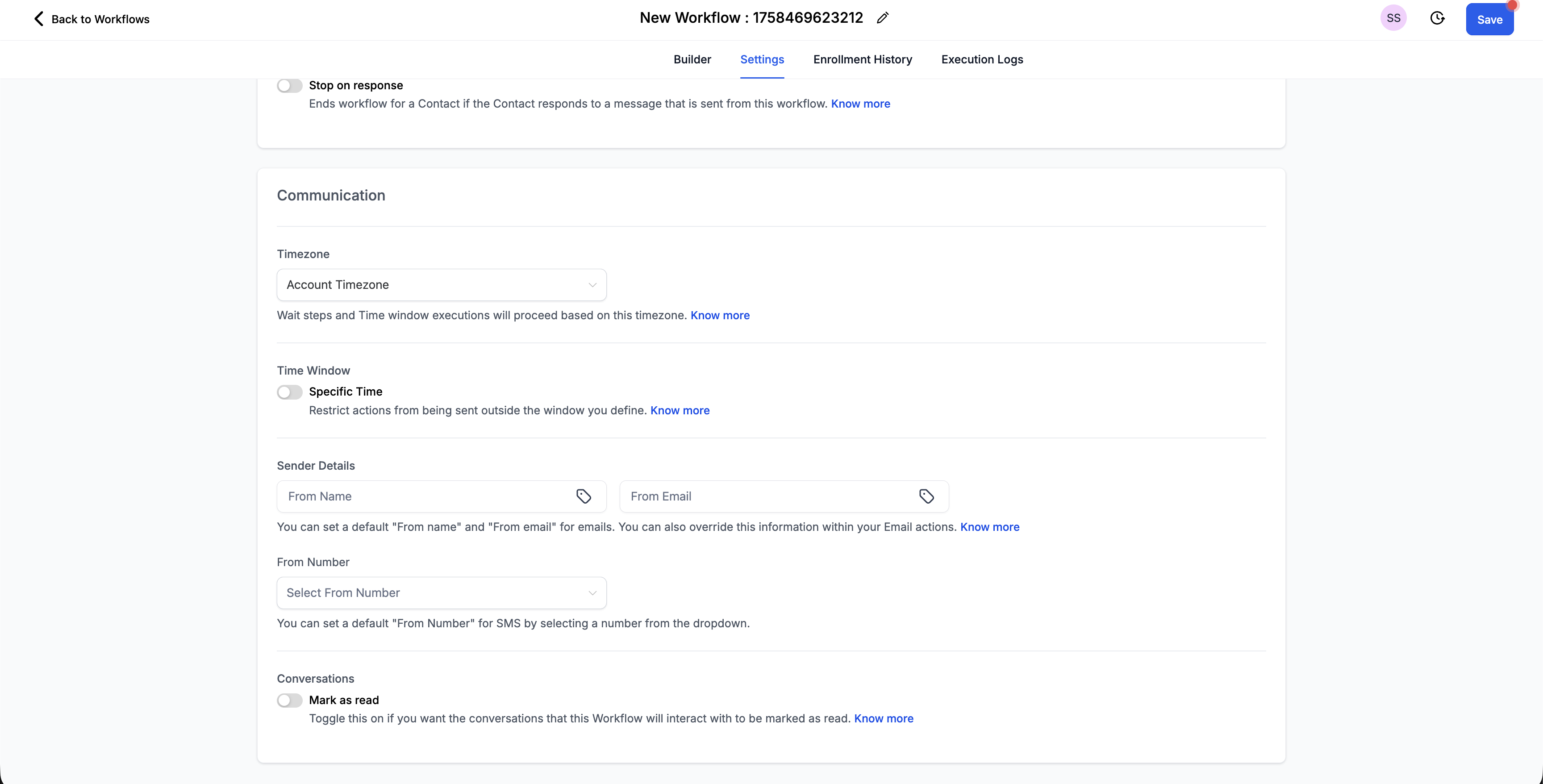 Workflow Settings โ Configure Sender Address