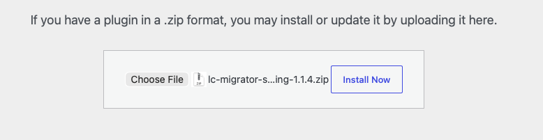 Choose file and Install Now Choose file and Install Now
