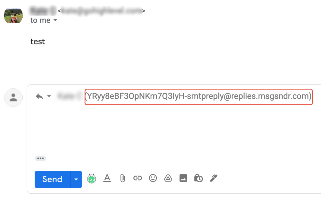 Example with reply tracking enabled