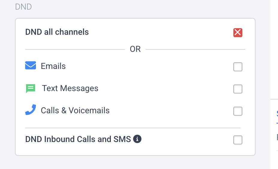 Contact details screen with the DND flag removal option