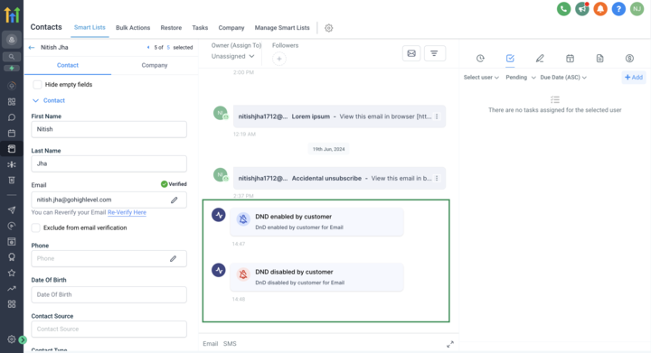 Contact record after resubscribe