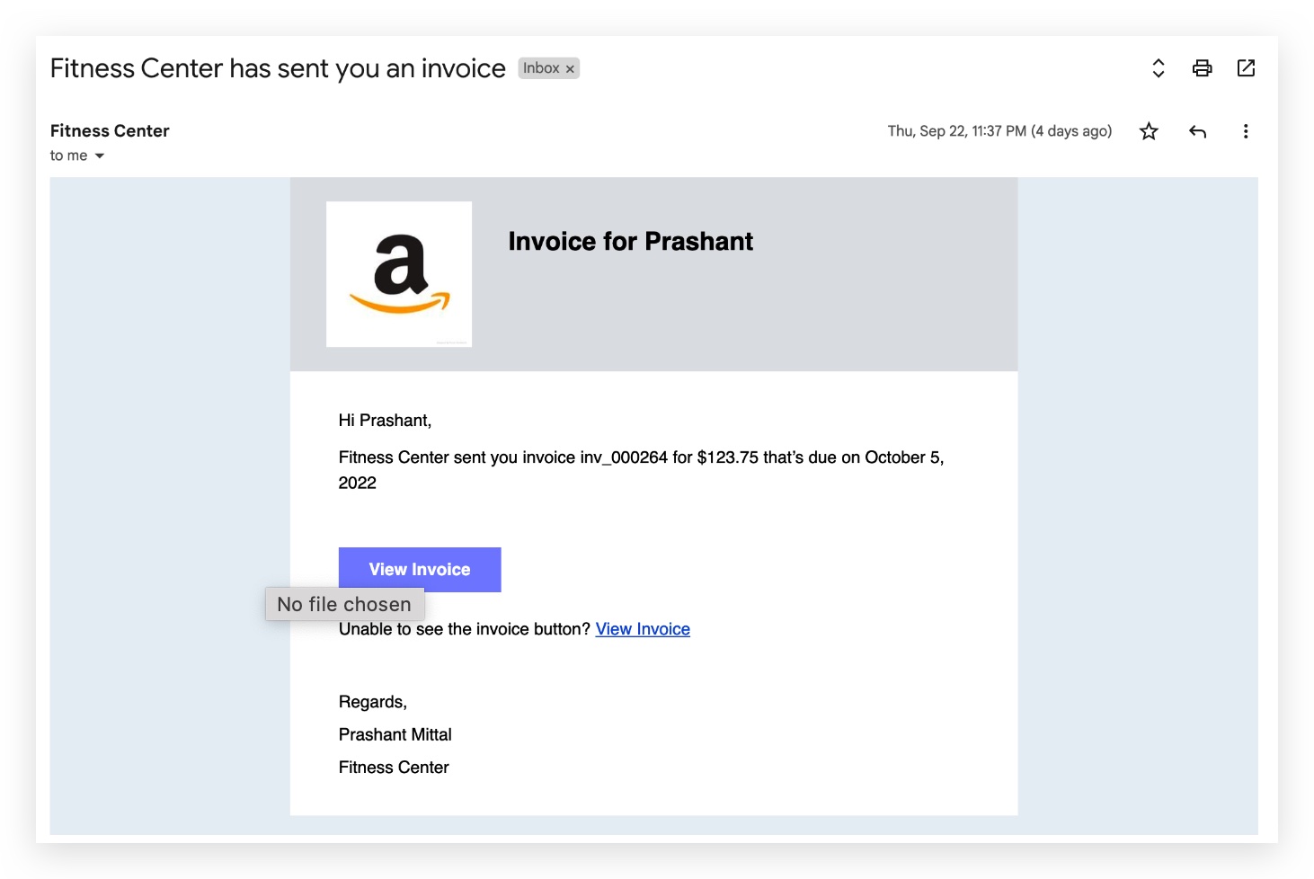 End customer — invoice received