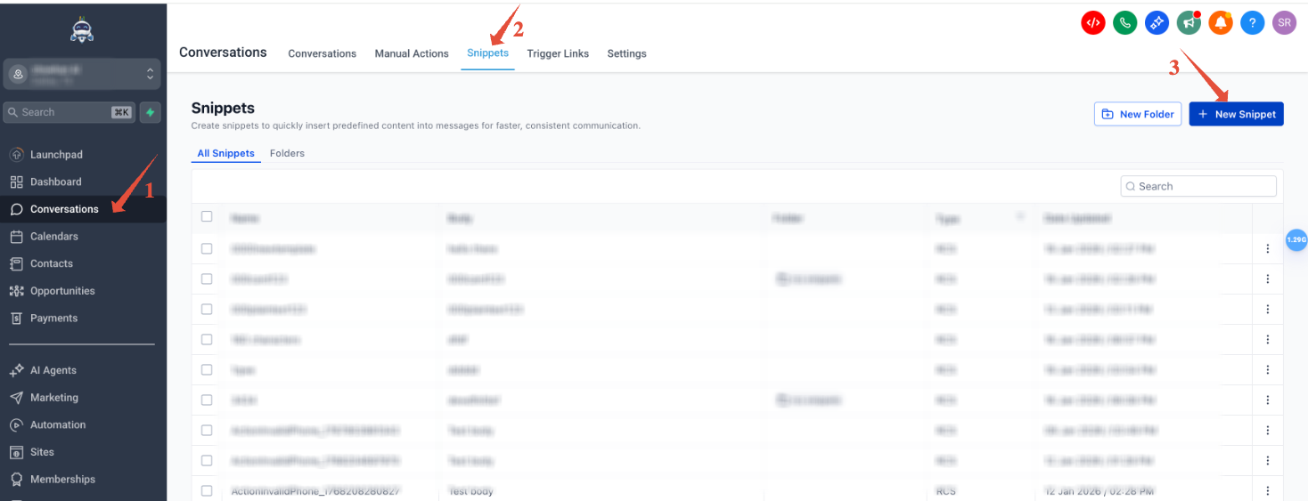 Add RCS Snippet button inside Conversations