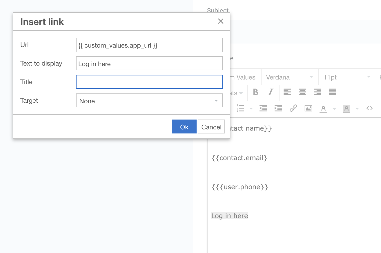 Example of custom values