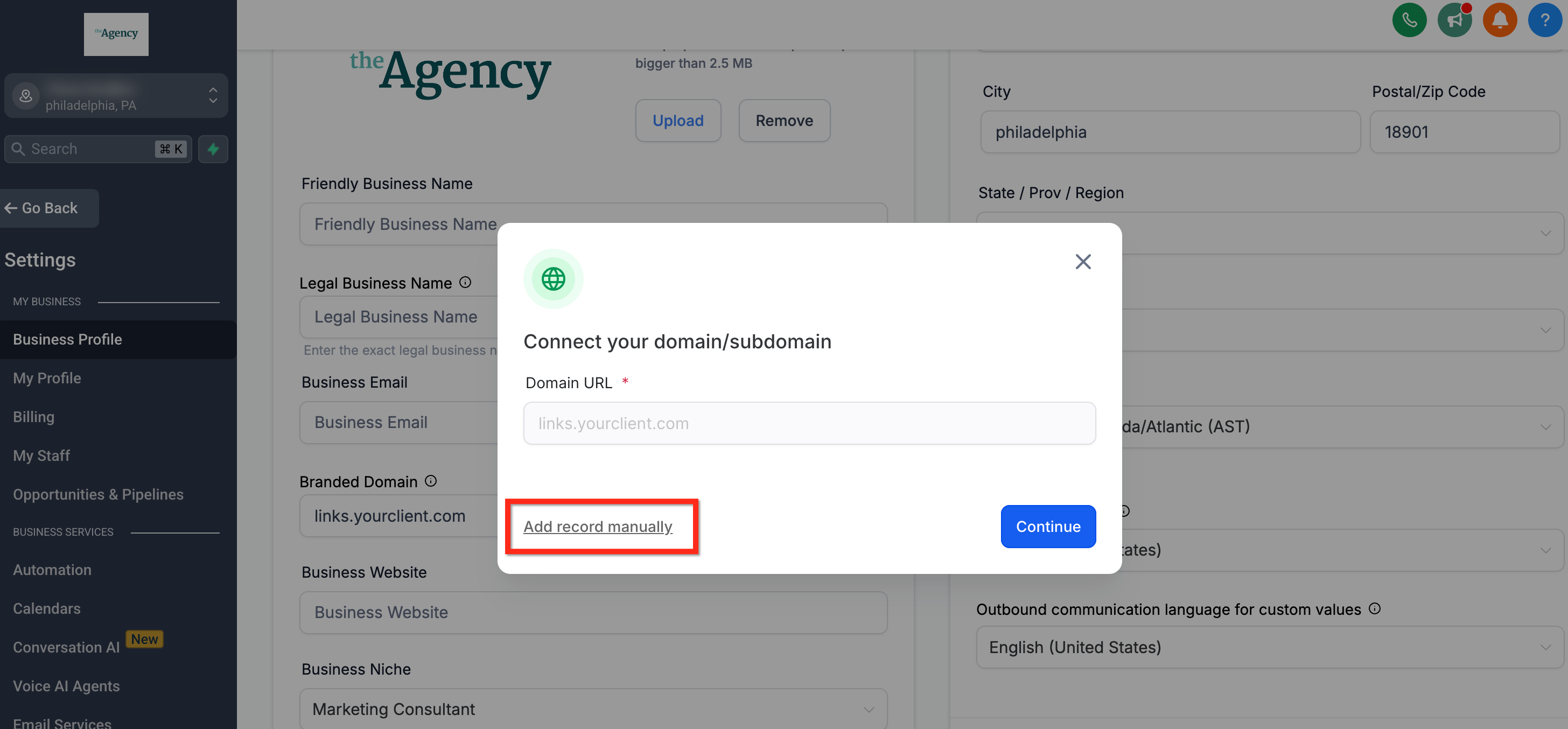 DNS configuration check for the branded domain