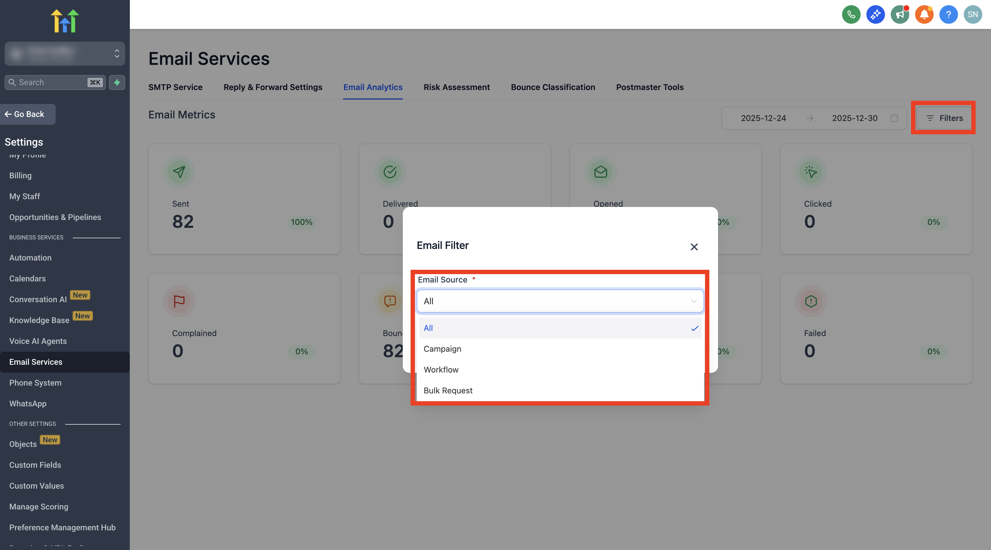 Select Email Source