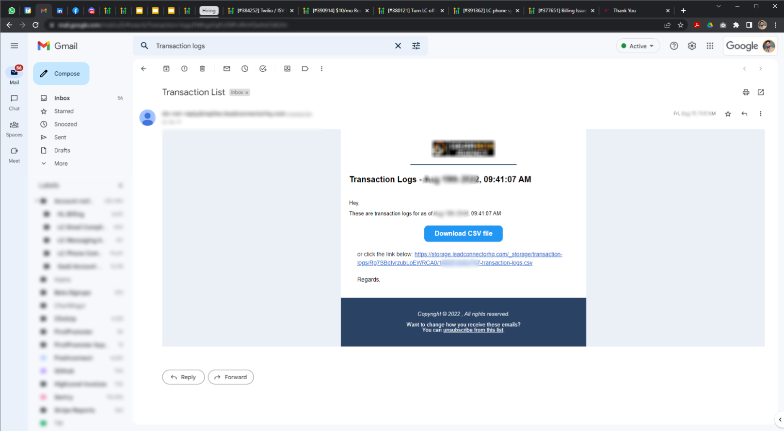 Transaction export sample