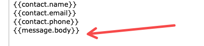 Screenshot showing message body too long error