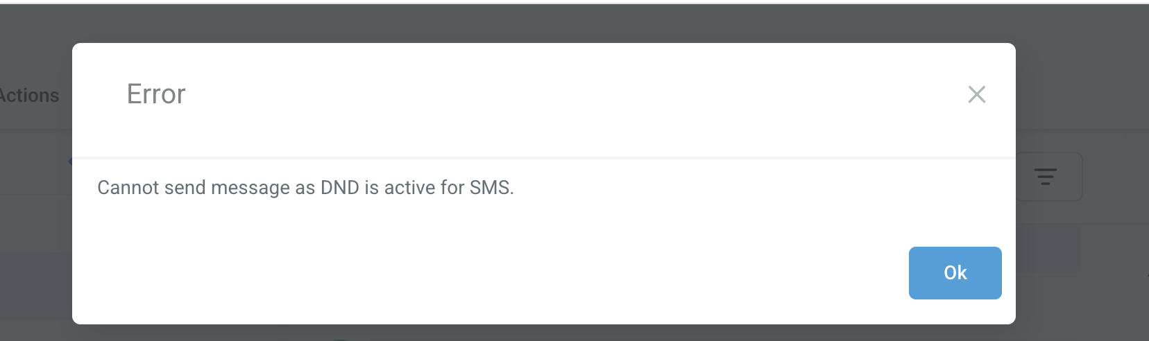 Conversation screen showing DND active for SMS
