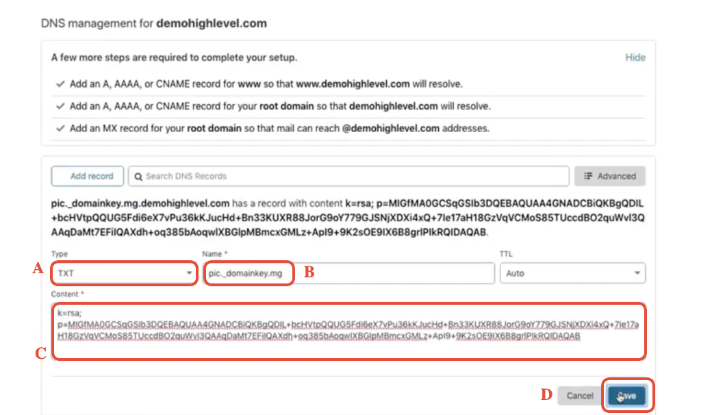 Adding the second TXT record in Cloudflare