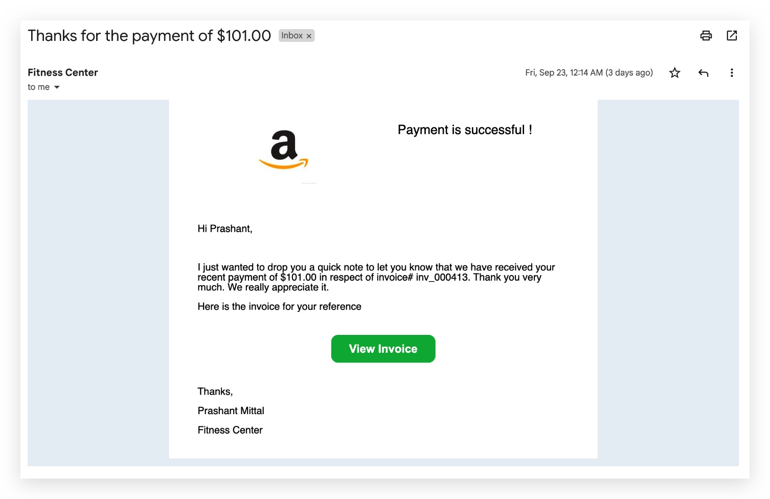 End customer — payment successful
