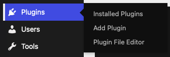 WordPress Plugins menu showing Add Plugin WordPress Plugins menu showing Add Plugin