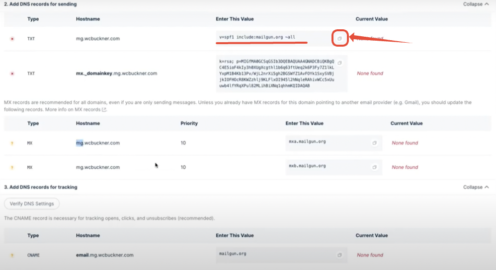DNS management screen in Google Domains