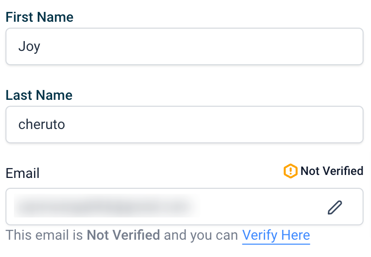 Not Verified status indicator